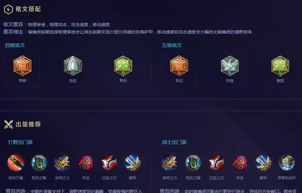 王者荣耀裴擒虎怎么出装